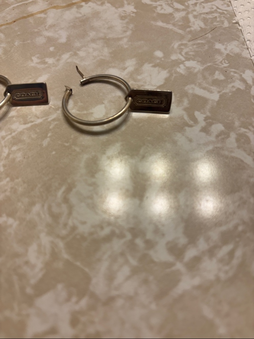 Coach Silver Mini Tag Hoop Earrings - Picture 6 of 7